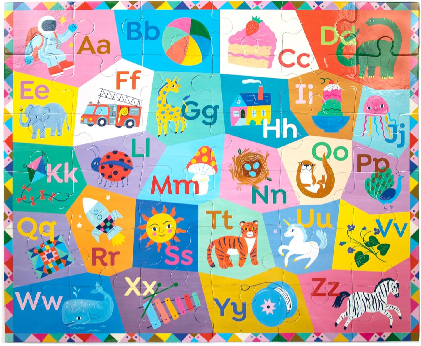 eeBoo 36 Piece Giant Floor Puzzle - Dinosaur Alphabet Children's Puzzle ABC & Dino Themed, Large Pieces for Small Hands to Develop Motor Skills