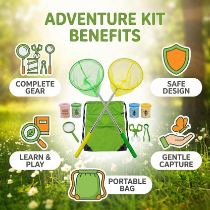 11Pack Bug Catcher for Kids, Bug Catching Kit with Extendable Bug Net, Butterfly Net, Collection Boxes, Butterfly Cage, Backpack, Outdoor Explorer Adventure Set for Boys Girls Ages 4-12
