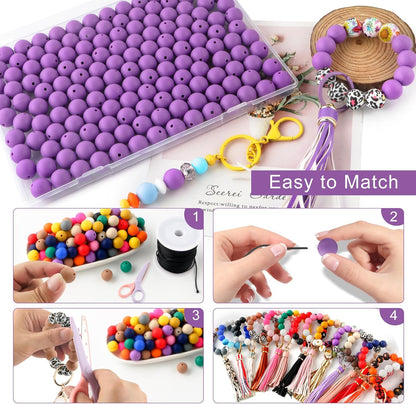 65Pcs 19mm Silicone Beads for Keychain Making Bracelet Necklace, Bulk Round Silicone Beads for Pens（Christmas Green） - Colors B