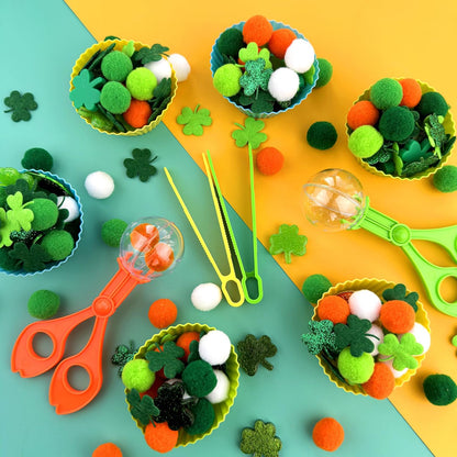 212Pcs St. Patrick‘s Day Shamrock Sensory Bin Fillers - Spring Sensory Collection: Learning Activities for Sorting, Counting and Fine Motor Skills