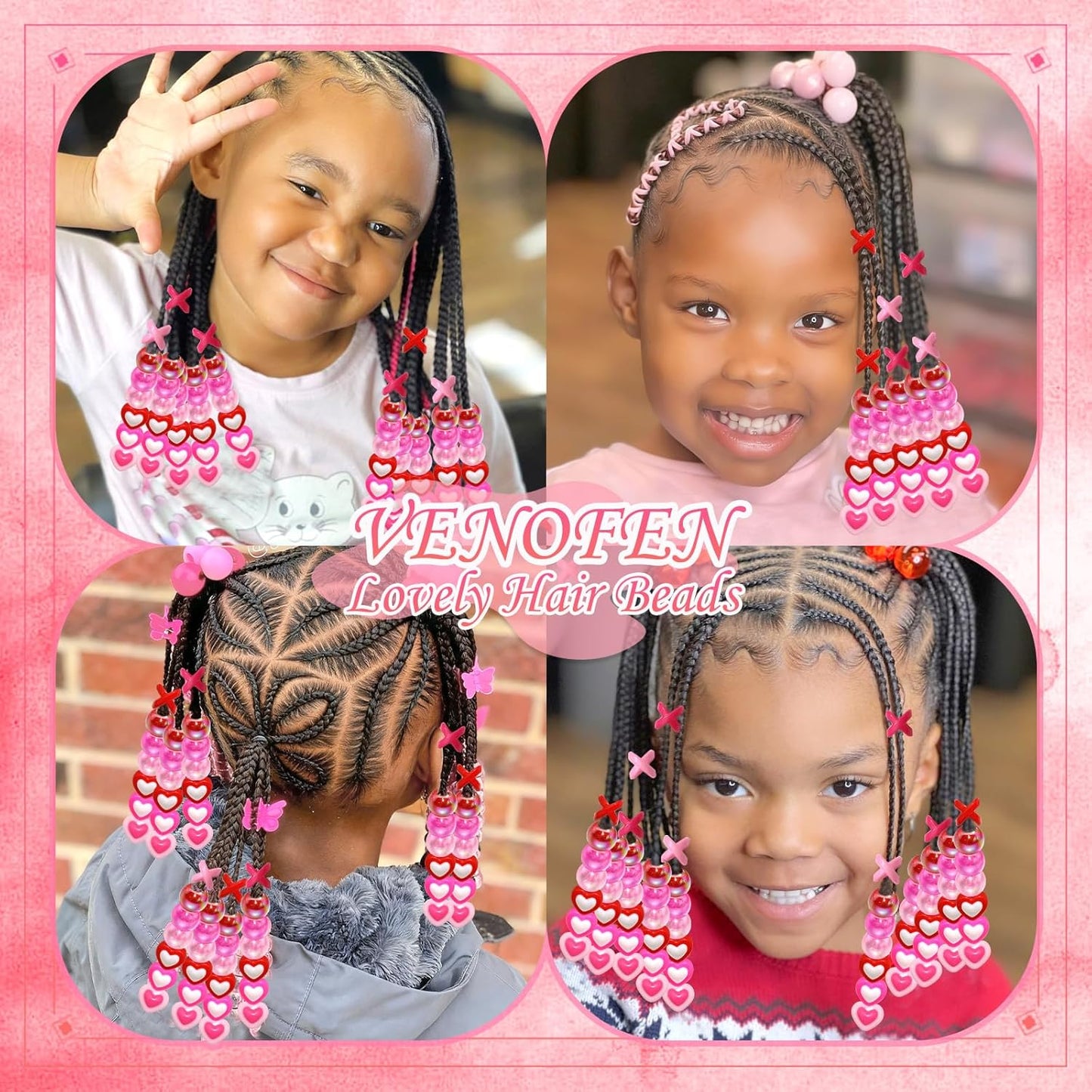 60PCS Purple Braids Beads 3 Styles Dreadlock Bead Accessories Cute Hair Jewelry AB Round Bead Decoration for Kids Girls