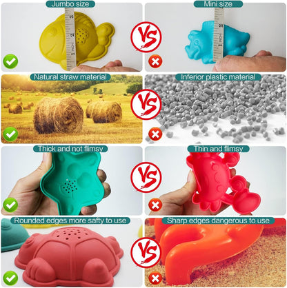 Sawaruita Beach Toys for Kids - Sand Toys Set Includes Collapsible Sand Bucket Shovel and Sand Rake Toy for Beach 12 PCS, Sandbox Toys Sandcastle Building Kit (A)