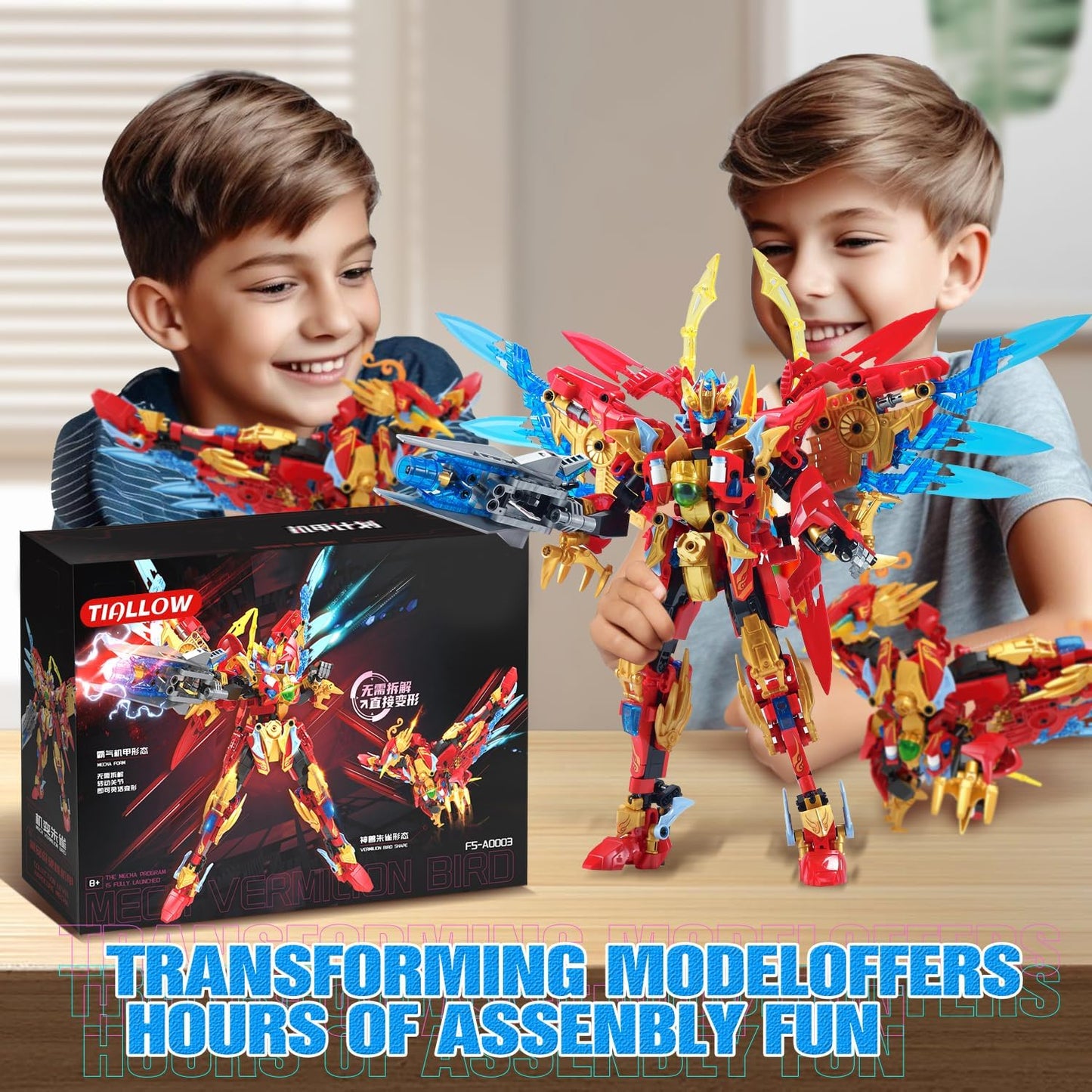 TIALLOW Pterodactyl Robot 2 in 1 Building Toy Sets, Dinosaurs Mech Transforming Building Block Model, Mecha Action Figures Pterosaur Building Kits, for Boys, Adult Age 8-12 (Pterodactyl)