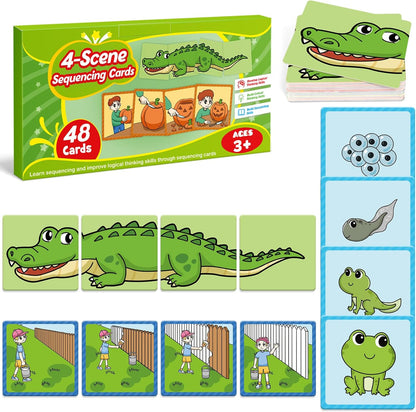 Kasfalci Sequencing Cards, Sequence Game for Kids, Speech Therapy Materials for Autism, Improve Storytelling,Social Skills, Sentence Building, Preschool Learning Activities for Classroom & Homeschool