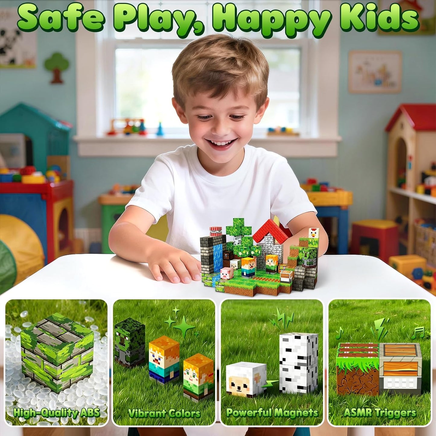 Magnetic Blocks Toys for Kids, 100 PCS Building Blocks Cubes, Stacking Magnetic Tiles Toys for Kids Toddlers Boys Girls Ages 3 4 5 6 7 8-12 Birthday Gifts Party Supplies (Underworld)