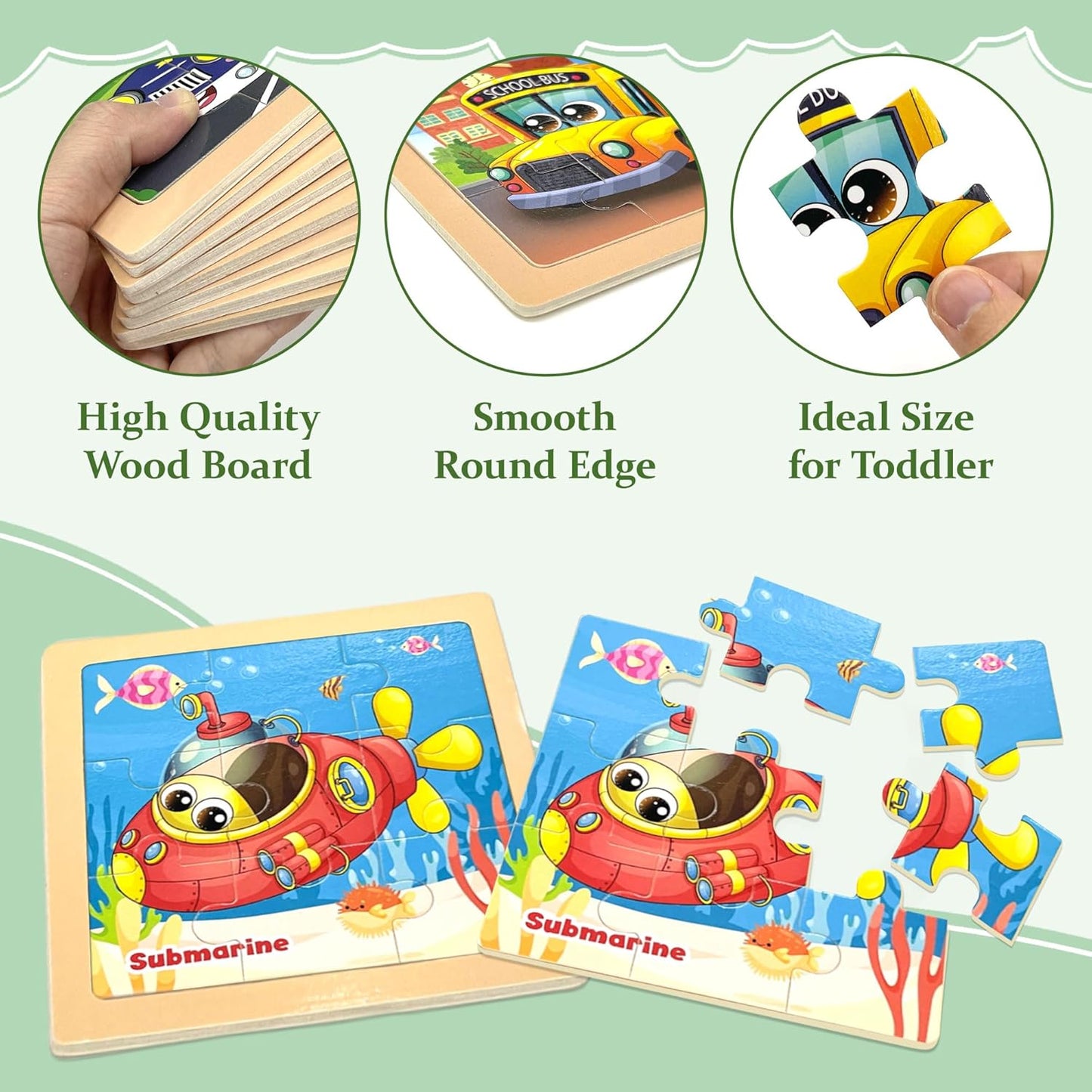 Wooden Animals Puzzles for Toddlers 2-4, 8 Pack 9 PCS Jigsaw Puzzles for Kids 2-4, Wooden Puzzles for Toddlers 3-5, Animal Puzzles for Kids 3-5, Preschool Puzzles Learning Educational Sets Toys