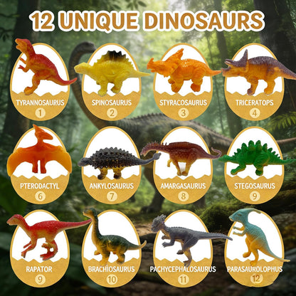 12 Pack Easter Dino Egg Dig Kit for Kids - Dinosaur Egg Excavation Toy with 12 Unique Dinosaurs Eggs Tools & Learning Cards STEM Archaeology Science Dig Set for Boys Girls Easter Party Favors 3-12