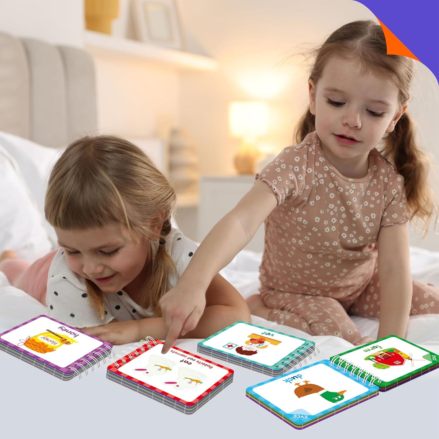4 Preschool Learning Flipbooks, 96PCS Double Sided Printed Cards Set, Alphabet Letter A-Z, Number 1-20, Feelings and Emotions, Shapes and Colors Mini Board Books Set Early Educational Tool for Kids