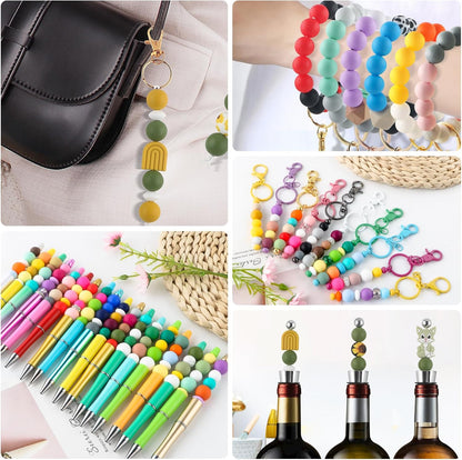65Pcs 19mm Silicone Beads for Keychain Making Bracelet Necklace, Bulk Round Silicone Beads for Pens（Christmas Green） - Colors B