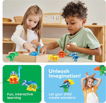 PicassoTiles Magnetic Tile Building Blocks Add On 8 Magnetized Action Figures Construction Vehicles & Zoo Animal Theme Compatible with Magnet Tiles Sets STEM Learning Toy for Boys & Girls Age 3+ PTA21