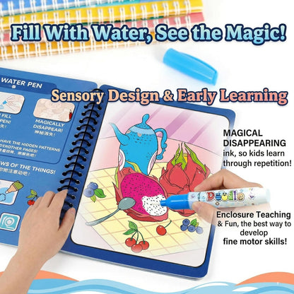 NYXTOB 8pcs Magic Water Book, Magic Water Painting Book, Paint with Water Books for Toddlers 1-3, 8 Painting Themes