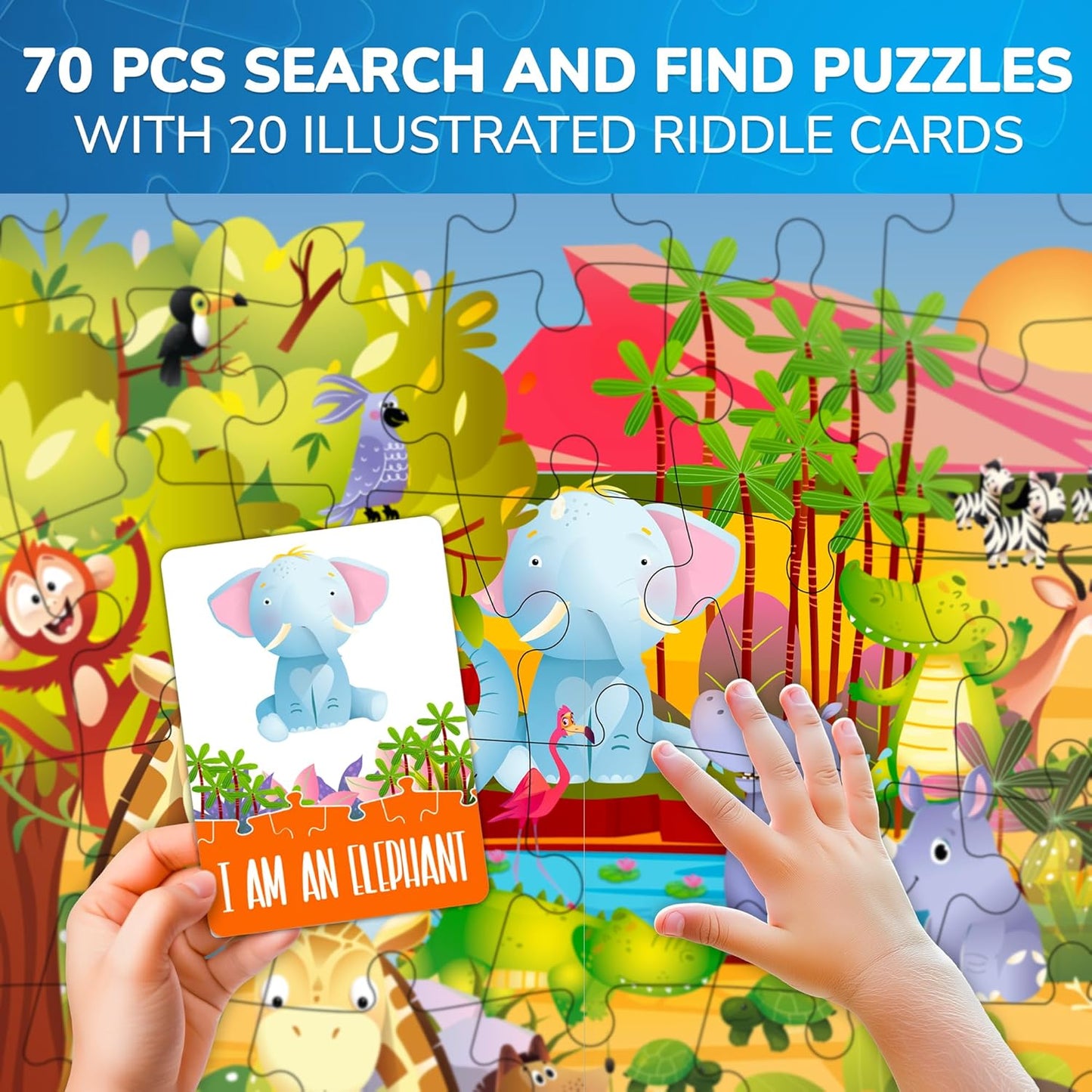 United States Puzzles for Kids Ages 4-6 - 70 Pcs USA Map Kids Puzzle with 50 Cards 400+ USA Facts - State & Capitals Floor Jigsaw Puzzles for Children 6-8 - Educational Toys Gift for Boys Girls