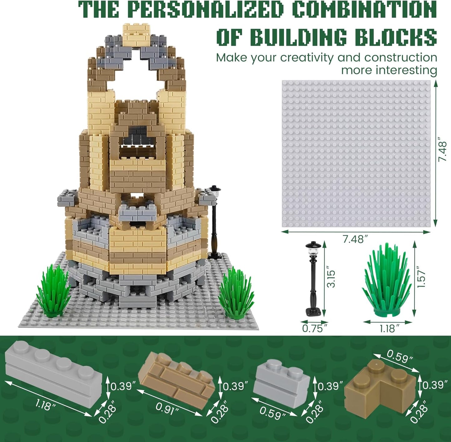Classic Base Plates Compatible with Bricks & Baseplates, 10"x 10" and 10"x 5" Building Base Combo Set, Thick Boards Base Plates Can Be Used to Build Double Layer Buildings - 3pcs