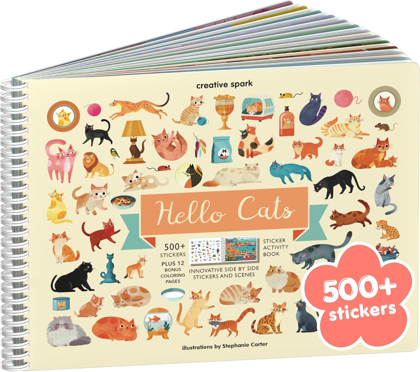 Animals Habitat 500+ Kids Sticker Book by Cupkin Toddler Airplane Travel Activity Coloring and Sticker Book, Road Trip Essentials, 12 Coloring Pages + 12 Scenes for Ages 2–8 Years - Colors A