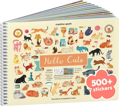 Animals Habitat 500+ Kids Sticker Book by Cupkin Toddler Airplane Travel Activity Coloring and Sticker Book, Road Trip Essentials, 12 Coloring Pages + 12 Scenes for Ages 2–8 Years - Colors A