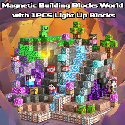 Magnetic Blocks Toys for Kids, 100 PCS Building Blocks Cubes, Stacking Magnetic Tiles Toys for Kids Toddlers Boys Girls Ages 3 4 5 6 7 8-12 Birthday Gifts Party Supplies (Underworld)