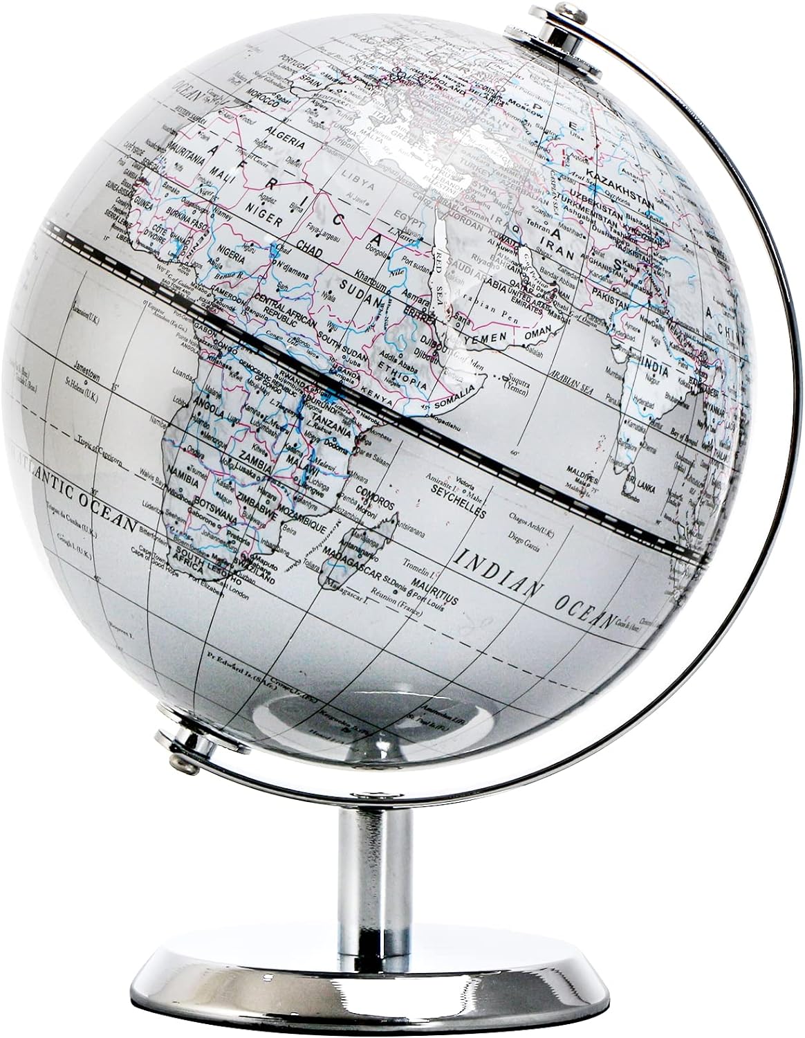 Political Globe Dia 5.5-inch / 14cm- Educational/Geographic - Stainless Steel Arc and Base - School, Home, and Office