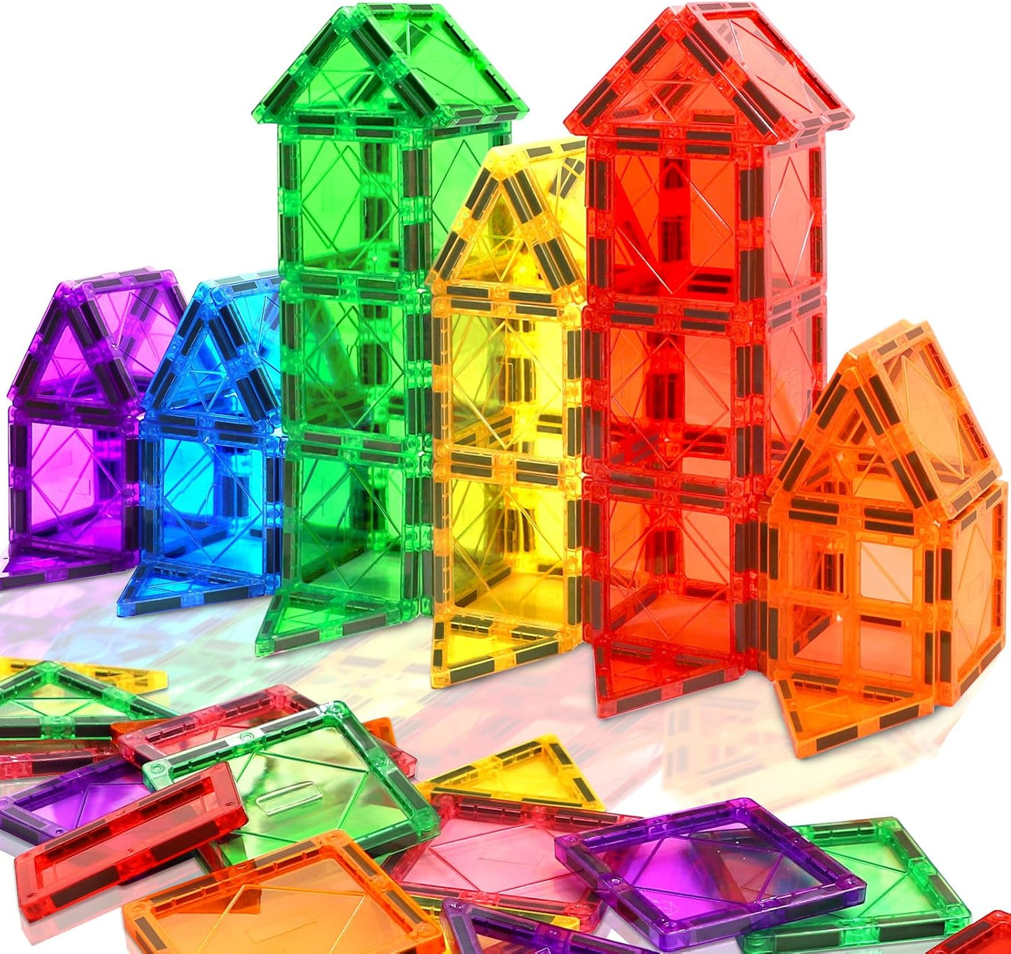 NVHH 100PCS Magnetic Tiles Blocks for Kids Ages 3-5 4-8,STEM Learning Educational Preschool Magnet Building Toys for Toddlers,Christmas Birthday Gifts Toys for 3 4 5 6 7 8+ Year Old Boys Girls