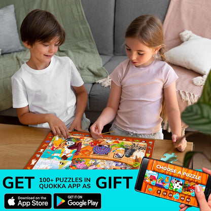 QUOKKA Puzzles for Kids Ages 4-6 - Toddler Puzzles Ages 3-5 - 4-Pack 60 Piece Search and Find Animals Jigsaw Puzzle 6-8 - Learning Toys for 3 Year Old Boys and Girls - Educational Games Gift