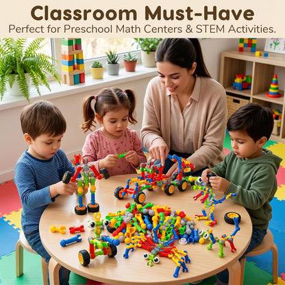 Kids STEM Building Toys for 3 4 5 6 7 8+ Year Old Boy Girl Birthday Gift, 125 Pcs Preschool Classroom Educational Building Blocks Stem Kits Activities Ages 3-5 4-8 5-7 6-8 Engineering Creative Games
