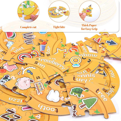 Alphabet Pizza Puzzles, 156 Common Sight Words 1 Number Puzzle, Learning Phonics Games, ABC Learning Puzzles for Kids Aged 3-5 Kindergarten Preschool Education Boys Girls Gifts