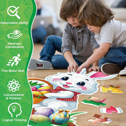 Snowman Floor Puzzle for Kids Age 4-8, 45PCS Jumbo Christmas Jigsaw Puzzle, Large 25.6" x 36.2" Winter Puzzle with Poster, for Kid Boy Girls