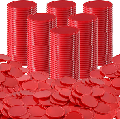Coopay 1000 Pieces 1 Inch Bingo Chips Bulk, 10 Colors Bingo Markers for Math Practice, Plastic Learning Counters Disks Counting Discs, Poker Chips Game Tokens Kids Reward