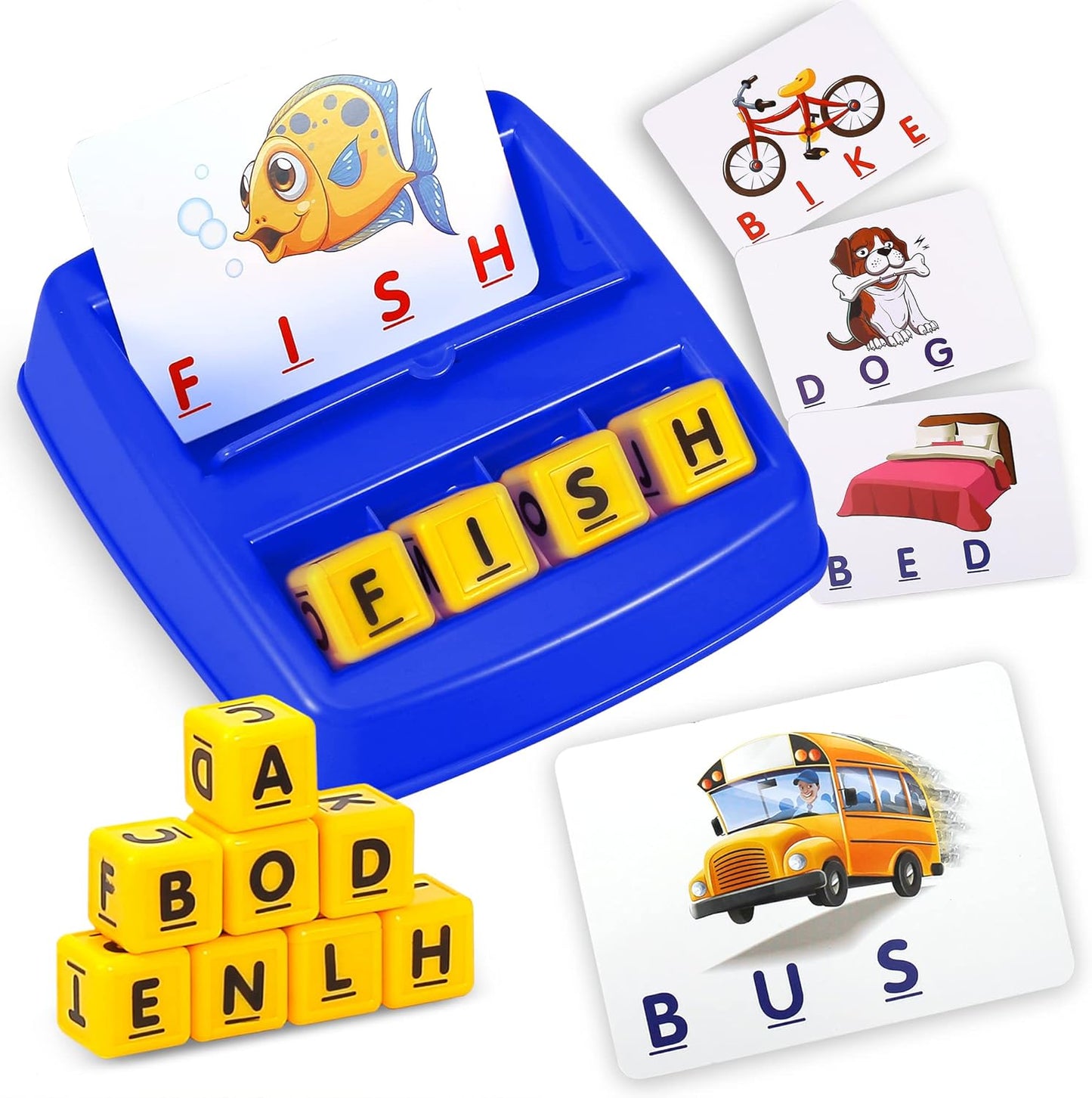 Fenikso Matching Letter Game, Alphabet Spelling & Reading Words, Objects & Color Recognition, Early Learning Educational Toy for Preschooler & Kindergarten Kids Over 3-8 Years Old, Best Gifts