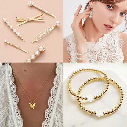 Hpebl 2136PCS Beads for Bracelets Pearl Bracelet Making Kit Friendship Bracelet Kits Bracelet Bead Kits Small Pearl Bead and Gold Beads Beading Kit for Bracelets Jewelry Making Kit