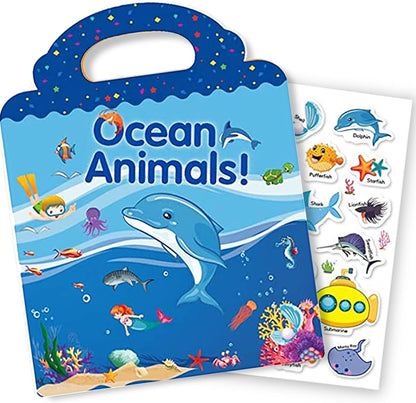 RUSON Reusable Sticker Book for Kids, 2 Sets Educational Learning Toys Travel Stickers Activity Books for Toddler Girls Boys Age 3+ Birthday Gifts - Vehicle & Dinosaur