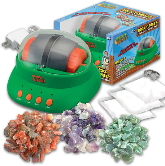 Nature Bound Starter Rock Tumbler Kit for Kids– Includes Rough Gemstones, Polishing Grits, Jewelry Fastenings, and Instructions – Great STEM Science Kit for The Future Geologist, Boys & Girls Ages 8+
