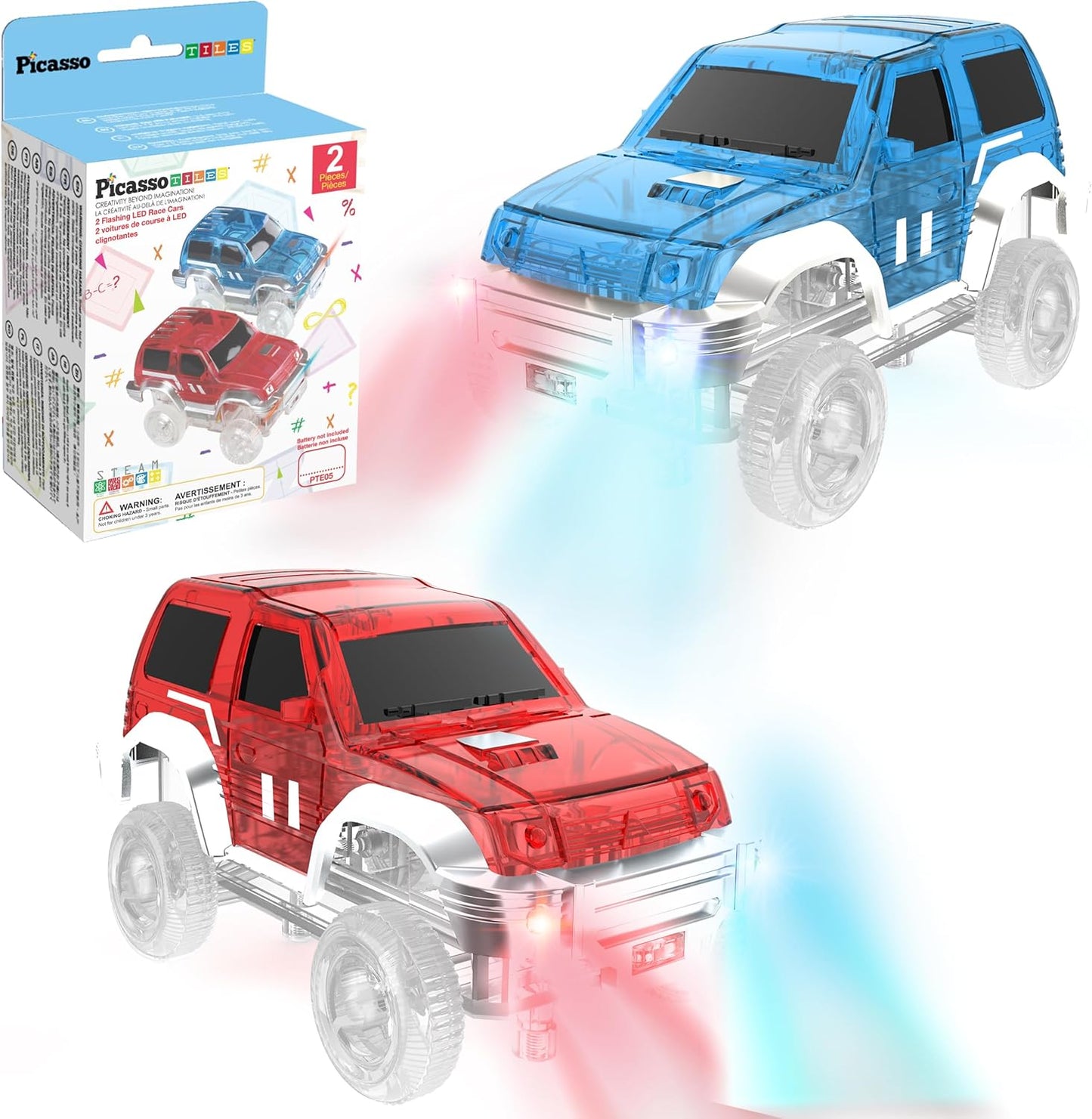 PicassoTiles 121pc Magnetic Tile Race Track Marble Run Magnet Tiles 3-in-1 Playset Car Racing Construction Set STEM Learning Early Education Building Toy Cars for School Toddlers Boys Girls Ages 3+