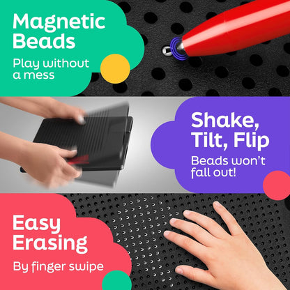 AYNAT FUN Large Magnetic Drawing Board for Kids & Toddlers with Beads and Magnet Stylus Pen - Magnetic Tablet Toy for Airplane & Car Ride Activities for Kids