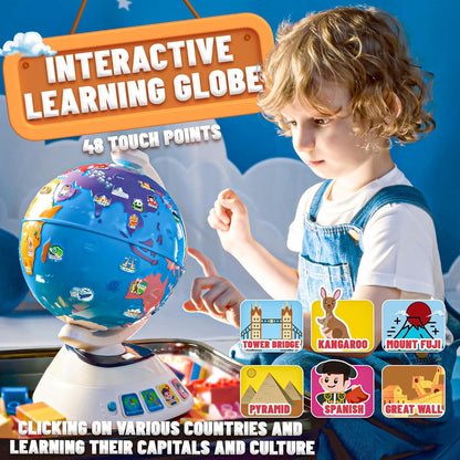 SMILESSKIDDO Globe for Kids - Learning toys for 2 Year Olds, Interactive Globe With Dynamic Lighting & Music, Educational Toys for 3 Year Old, Kids Christmas Gifts