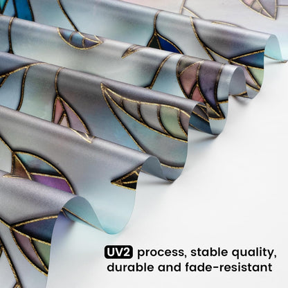 Leaf Pattern Window Tint with Installation Tools, Blackout Window Cover, Sun Blocking Window Tint for Home (Full Blackout Opaque, 17.7'' x 78.7'')