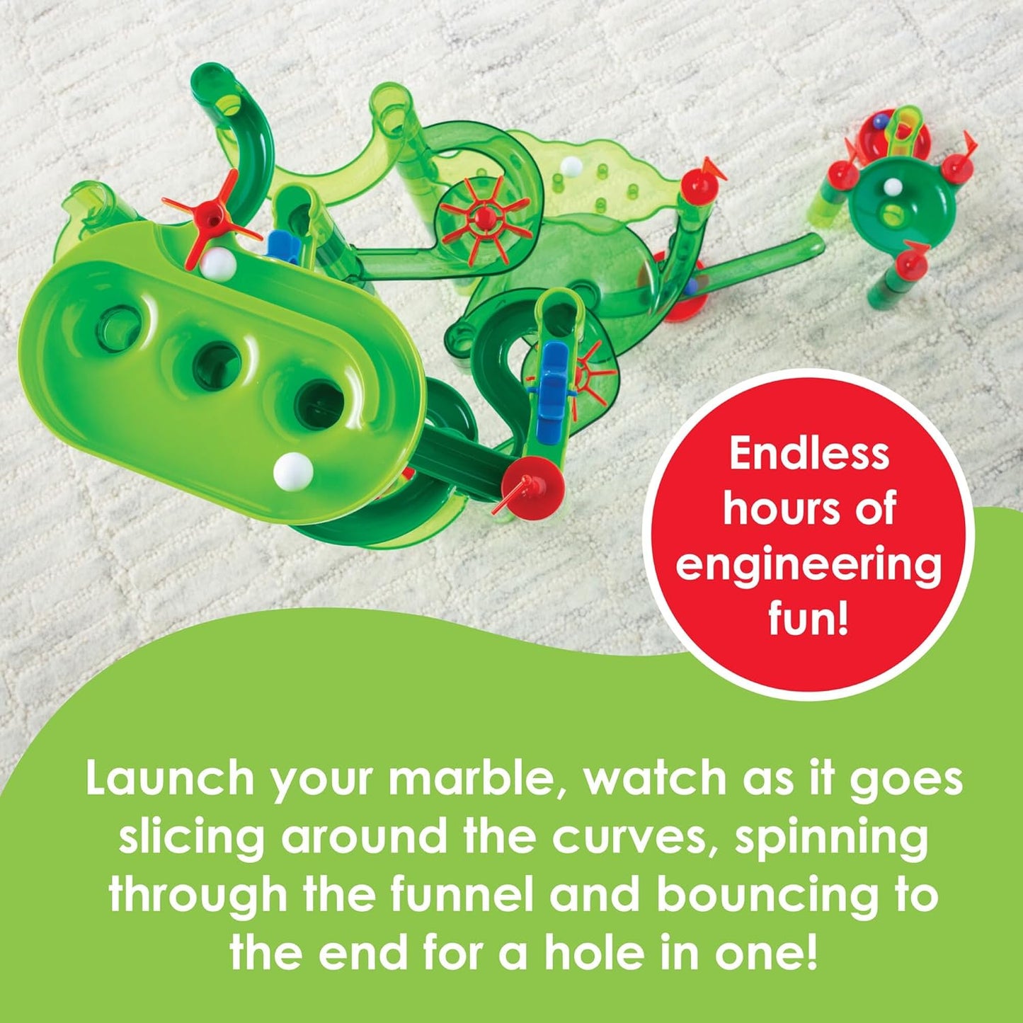 MindWare Marble Run Mini Golf - Building Toys for Kids Ages 4-8 - Unique Twist on Classic Marble Run for Kids Ages 4-8 - Marble Maze Includes 75 Track Pieces, 20 Marbles and Exciting New Components