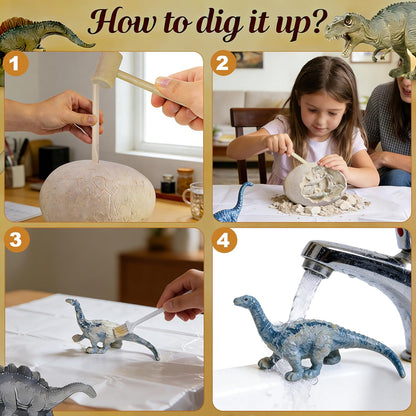 Dino Dig Kit with Jumbo Egg,16PCS Hatching Dinosaur Eggs Excavation Set Archeology Toys Fossil Digging Kits for Boys Girls,Dinosaur Party Decorations Easter Gifts for Kids Ages 6-12