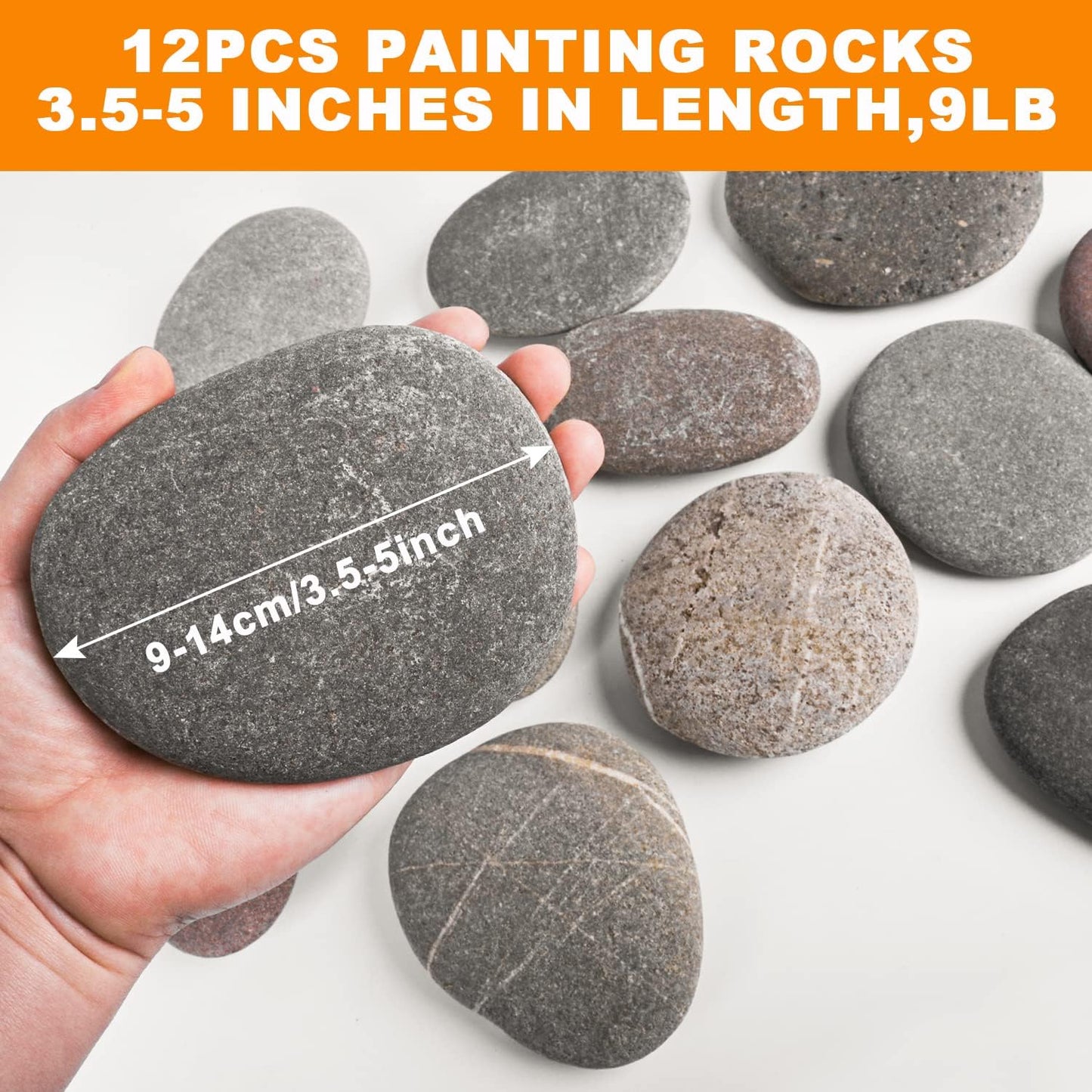 River Rocks for Painting 45 Pcs Large 2-3 Inch Flat Smooth Painting Stones Craft Rock to Paint for Kids Crafts Painting Bulk