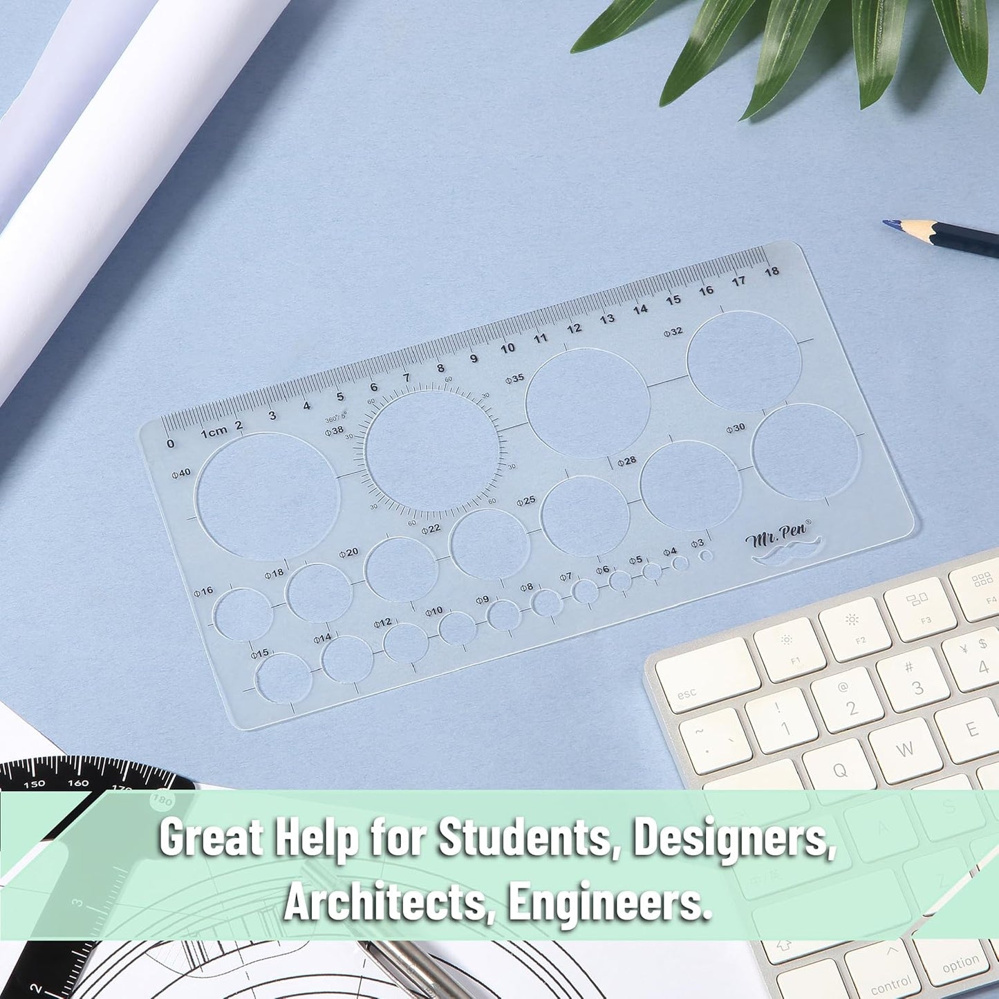 Mr. Pen Circle Templates - Large & Small Sizes, Circle Stencil & Ruler for Drafting & Drawing