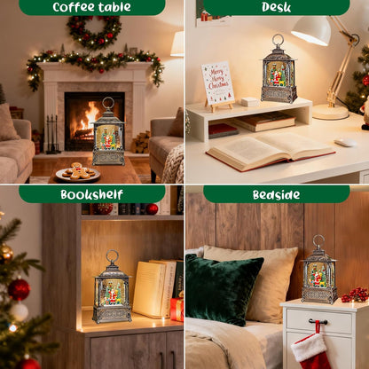 Christmas Snow Globes Lantern, Church and Christmas Tree Christmas Decorations Indoor, 6H Timer Battery & USB Powered Light Up Musical Snow Globes for Kids Women Adults Gift Thanksgiving Home Decor