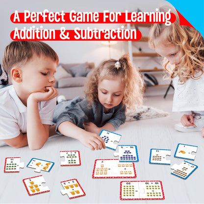 24 Set Addition & Subtraction Puzzles, Self-Correcting Matching Adding and Subtracting Puzzles, Educational Math Games Calculation Activities, Math Learning Toys for Preschool Kids