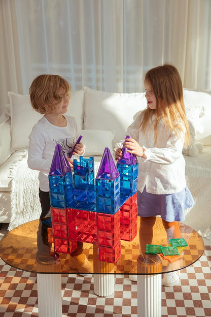 MEGAGONTILES Marble Run Magnetic Tiles Set 120PCS | STEM-Authenticated Magnetic Building Blocks with Marble Track Pieces | Educational Construction Toy for Kids Ages 3–8 (Boys & Girls)