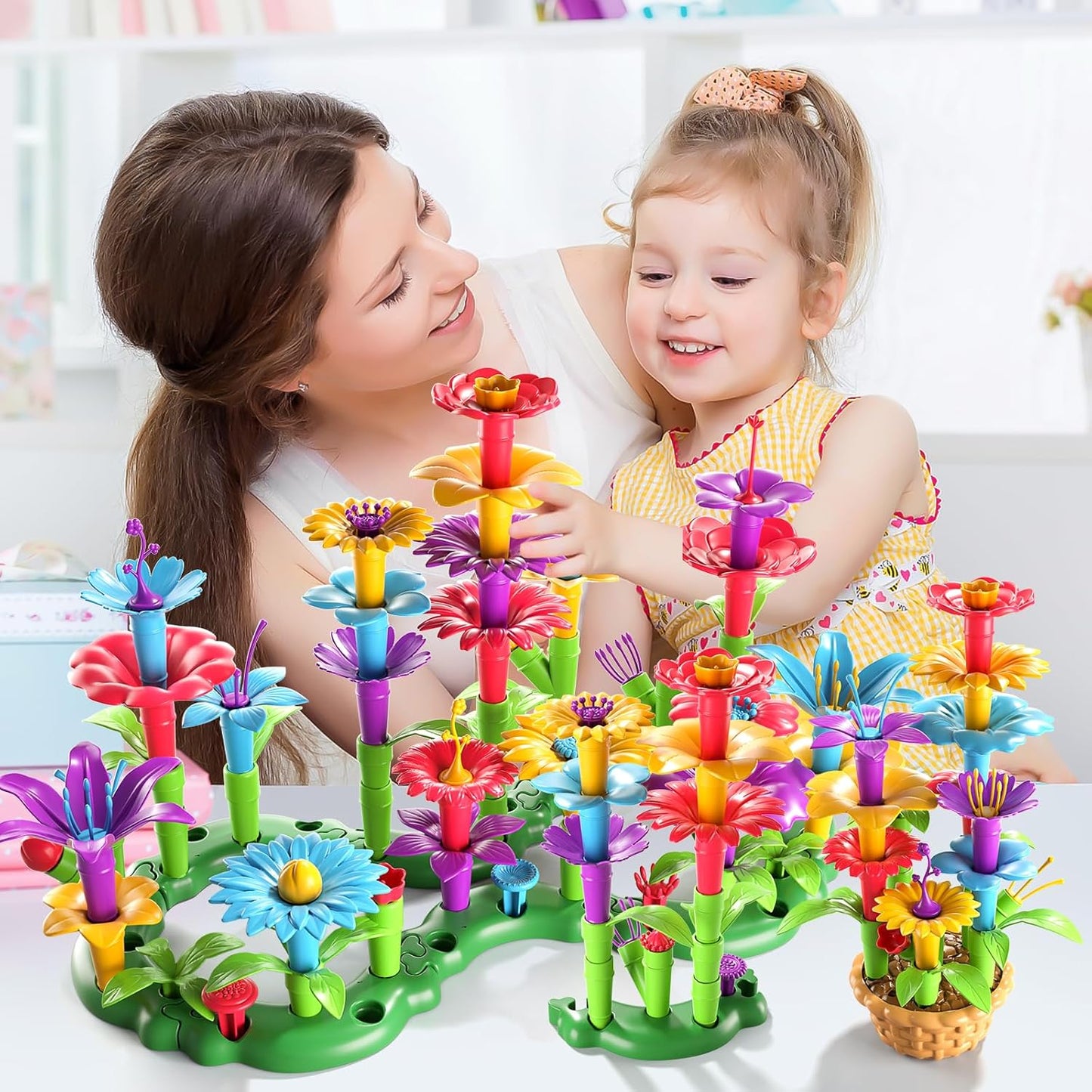 145 Pcs Toys for 3 Year Old Girl, Toddler Gardening Set Flower Garden Toy Girls Building Sets Best Educational Learning Fine DIY Crafts Stem Construction Stacking Kit for 3 4 5 6 7 Years Kids