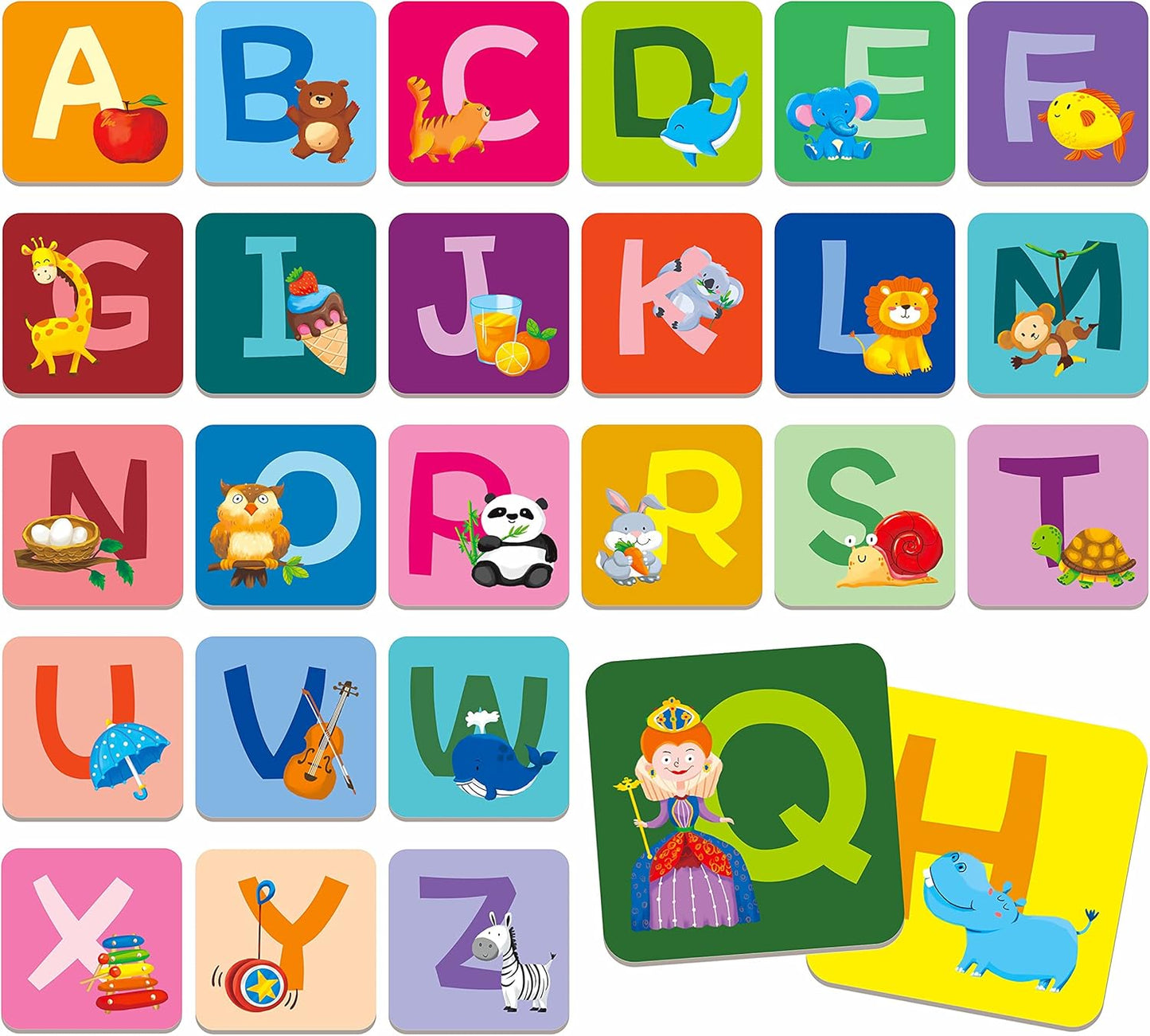 SpriteGru Memory Alphabet Matching Game(26 Pairs of 52 Pieces), Capital Letter Matching Game Cards Educational Toy for Toddlers