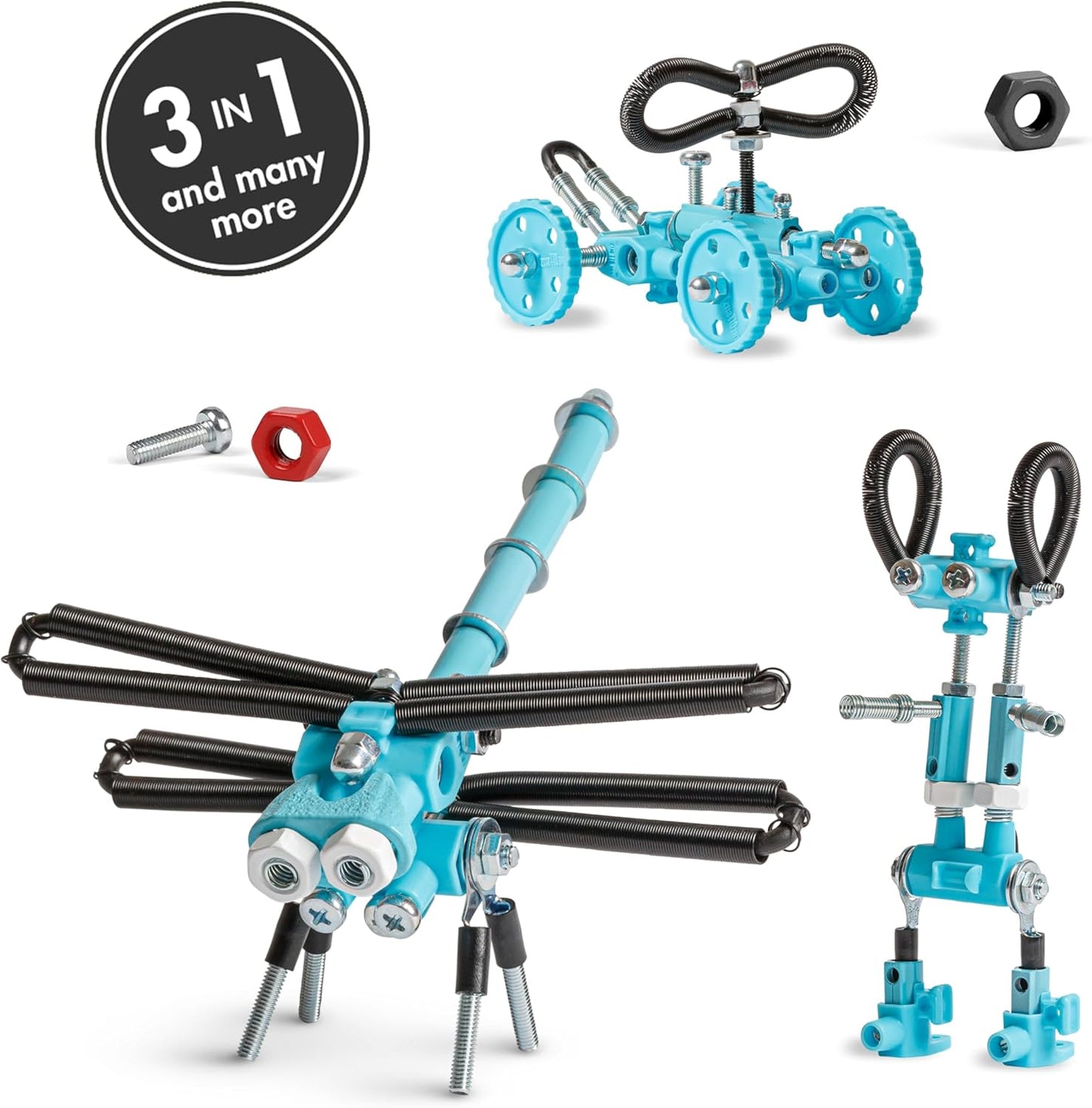 The Off Bits Erector Set: Animal Mini STEM Toys for Kids 6+, Toy Building Sets with Nuts & Bolts, STEM Building Toys Gifts for Boys and Girls (Blue Elephant)