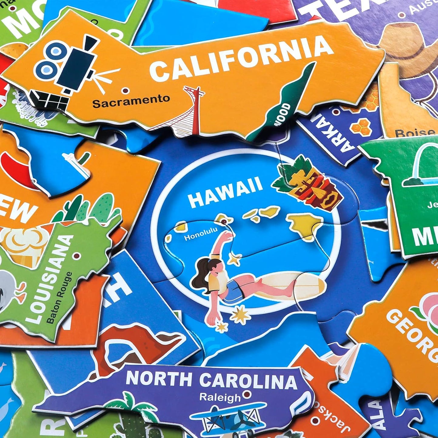Jumbo Floor Puzzle for Kids,World Map Jigsaw Geography Puzzles,48 Piece Globe Atlas Puzzle with Continents,United States Puzzle for Ages 3-5,Preschool Learning Toys Easter Gift for 4-8 Years Old