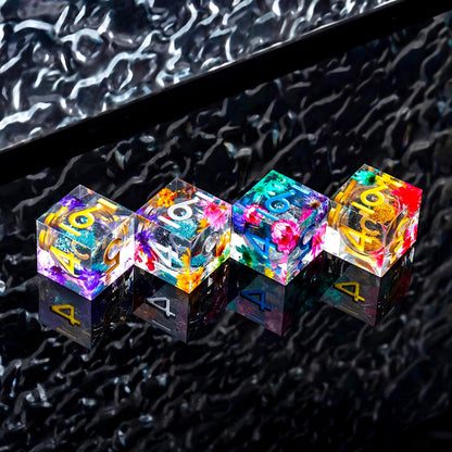Liquid Core DND Dice Set, 7pcs Sharp Edge Dice for Role Playing Dungeons and Dragons Ttrpg with Gift Box, Handmade Resin D&D Dice RPG Role Playing Games Dice Set(Blue Gold)