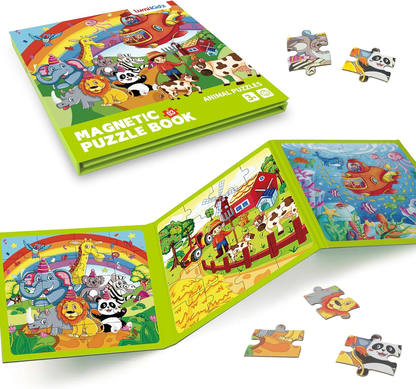 Magnetic Unicorn Mermaid Princess Puzzle for Girls Ages 3-6, 20 Piece Travel Magnetic Puzzle for Toddlers, Car Airplane Road Trip Activity Toy