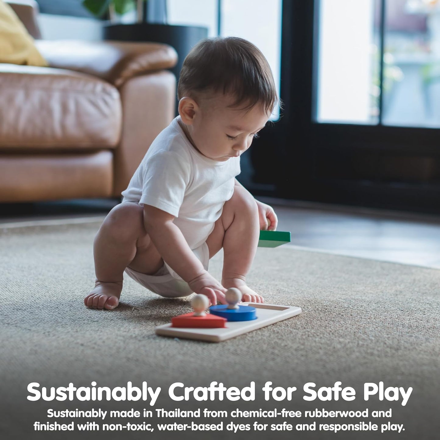 PlanToys® Sorting Boat Toy | Wooden Shape Sorter Toy for Toddlers 3+ | Montessori Educational Boat Puzzle with 6 Blocks | Develops Fine Motor Skills, Shape Matching & Problem-Solving