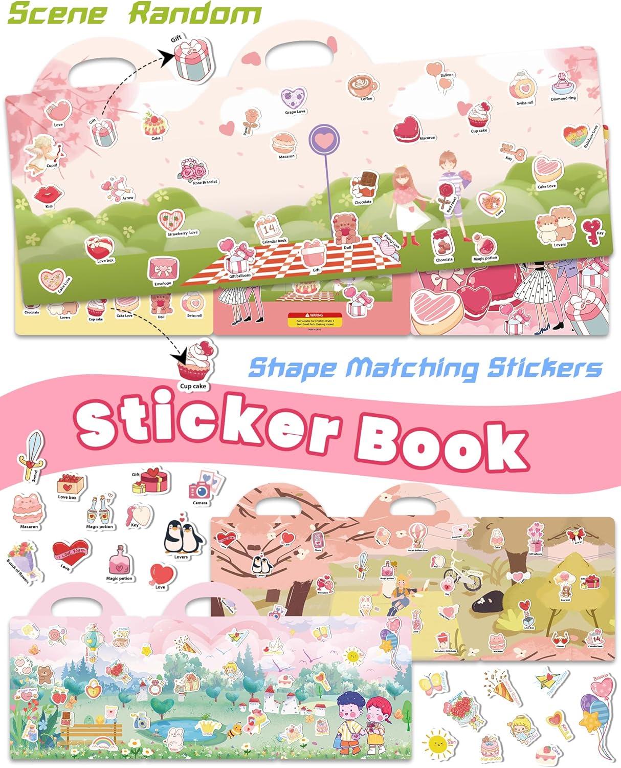 Walenced Reusable Sticker Book for Toddlers, Stickers for Kids, Toddler Sticker Book, Toddler Craft Activities, Toddler Travel Toys Ages 3 and Up Boy Girl Birthday Gifts
